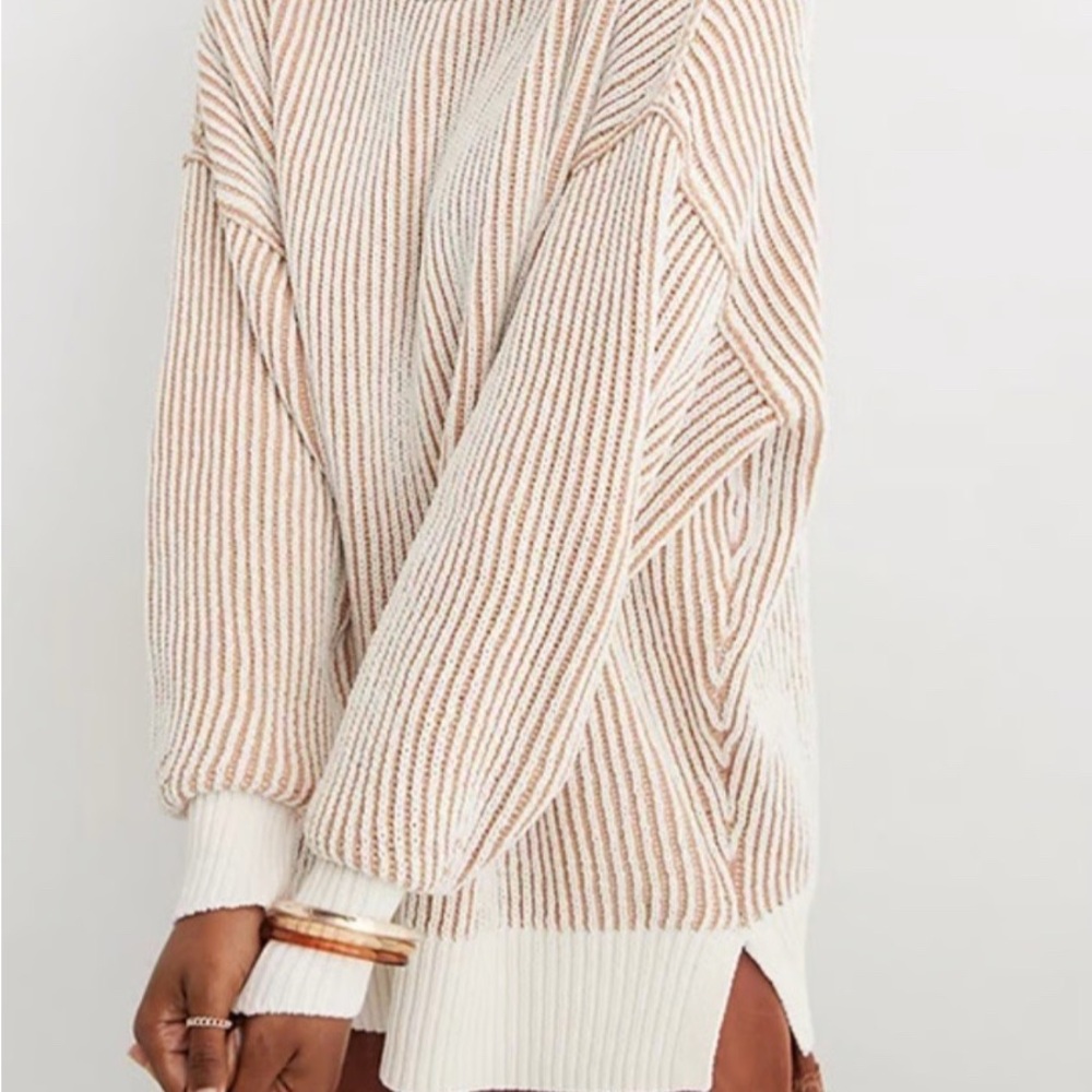 Aerie Beyond chenille Cream and Tan Knit Sweater